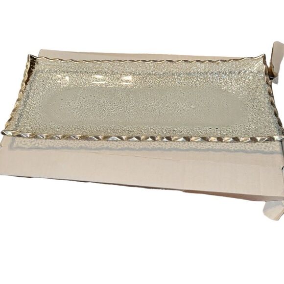 Godinger Crystal Tray 14 X16 with Silver Band - Silver - Picture 2 of 2
